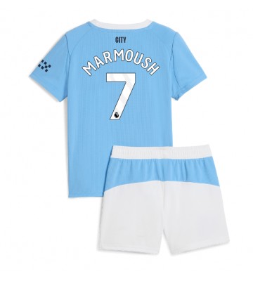 Manchester City Omar Marmoush #7 Prima Maglia Bambino 2025-26 Manica Corta (+ Pantaloni corti)